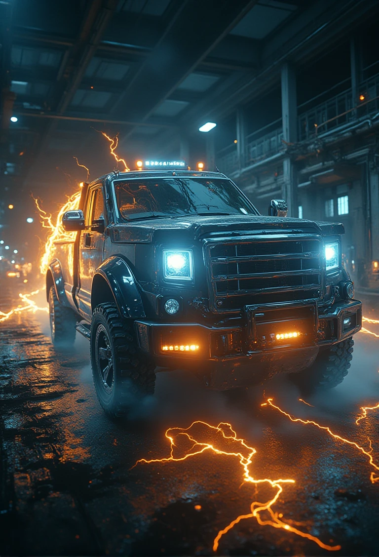 gholstlightning,a truck in factory,electricity,