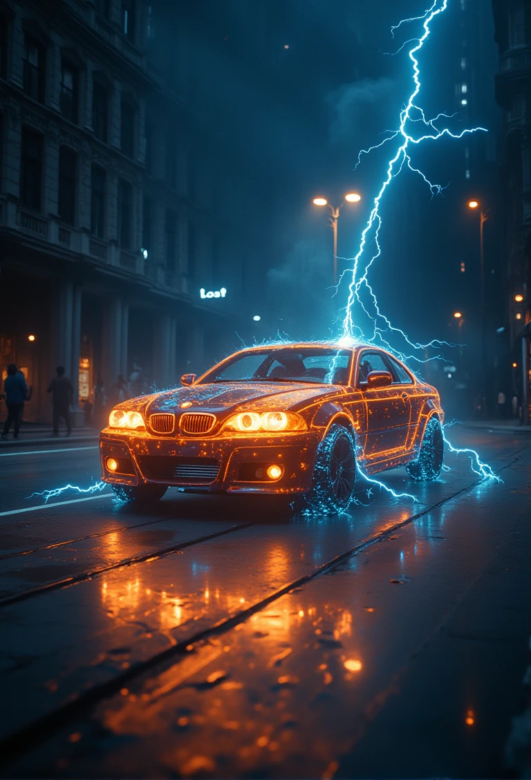 gholstlightning,a car on road,electricity,