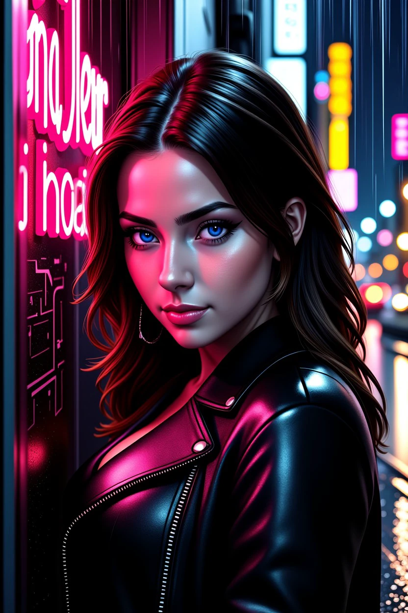 absclrstl style, close up of A female figure standing in a dark alleyway, her face partially illuminated by a flickering neon sign, with rain softly falling around her and the city glowing in the distance., detailed face, facing viewer, beautiful eyes,
<lora:flux_consistent_babes_v3.1:1.0>