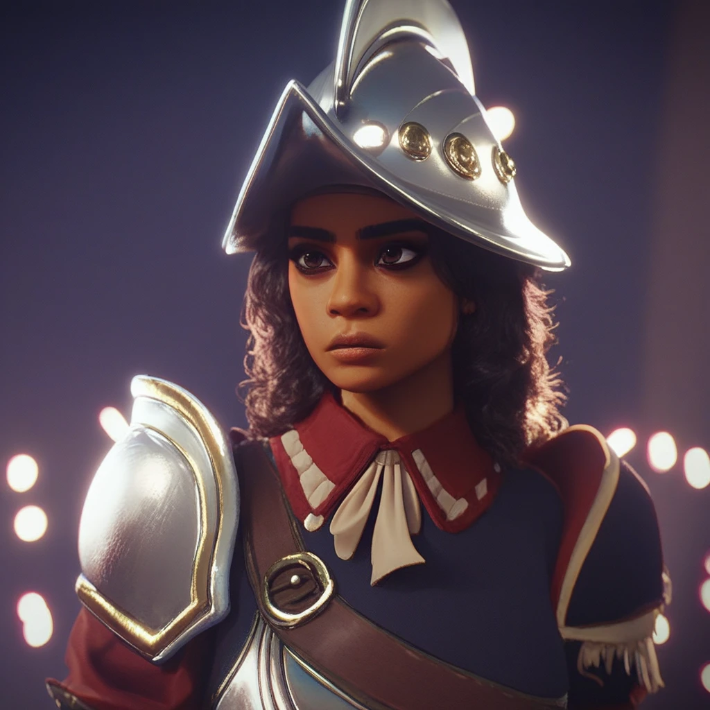 score_9, score_8_up, score_7_up, BREAK, 1woman portrait, beautiful, dramatic lights PoeAlva. Alva. AlvaPoe. dark skinned female. latina female. latina. 1girl. female focus. armor. helmet