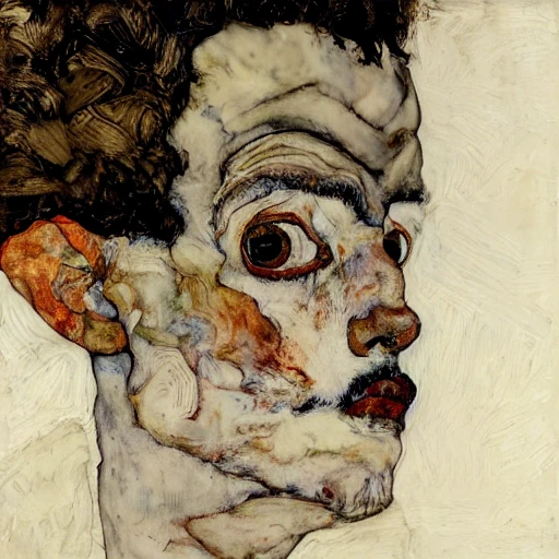 <lora:Schiele-10:1>, Schiele, A close-up portrait of an young man with wrinkles and a wise expression.