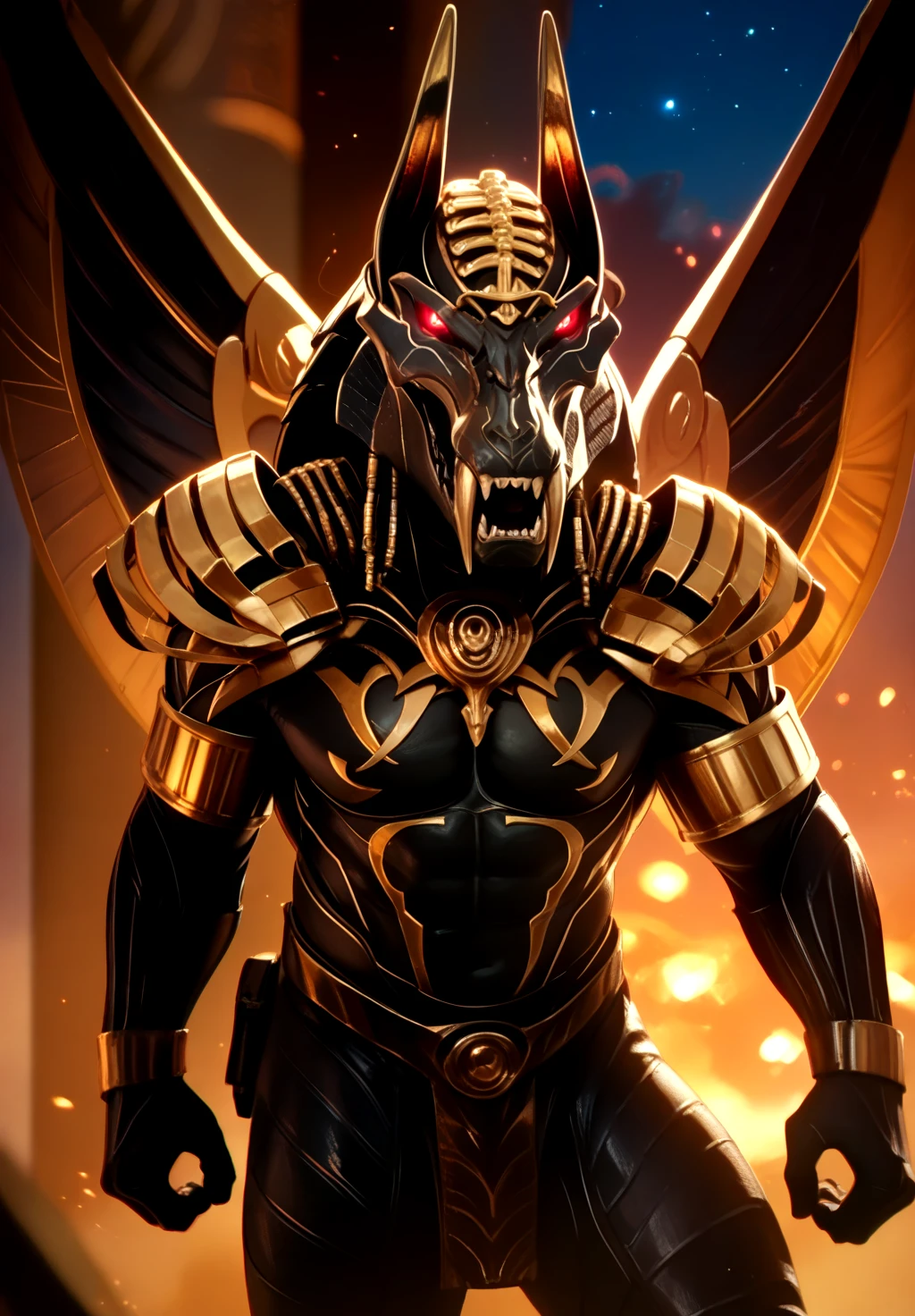 score_9, score_8_up, score_7_up,
<lora:Set_(Gods_of_Egypt)_(Pony)_(AD):1> Set, Gods of Egypt, muscular, robot, mecha, sleek metal body, glowing red eyes, enhanced body, wings, flying, night time, 
8K, In'ei, chiaroscuro, depth of field, side lighting, clear_eyes, 
dynamic action pose, , detailed anime background, night, photographic realism, evil, villain, 
BREAK zPDXL, zPDXLxxx,