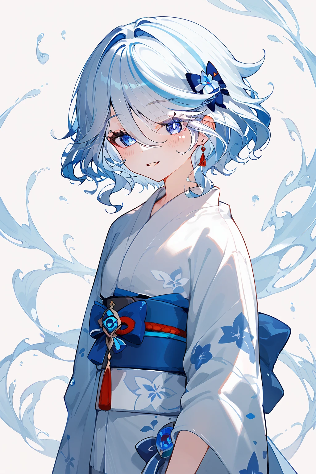 (score_9,score_8_up,score_7_up),<lora:funingna(Genshin Impact)-v1:1>,funingna(Genshin Impact),1girl,full body,blue eyes,solo,japanese clothes,kimono,blue hair,looking at viewer,smile,short hair,hair ornament,streaked hair,white hair,bangs,sash,blush,upper body,hair between eyes,earrings,thighhighs,jewelry,white kimono,yukata,obi,good feet,eyes visible through hair,parted lips,anime,NSFW,expressive,very beautiful,moody lighting,ultra hd 32k,masterpiece,toes,cute face,