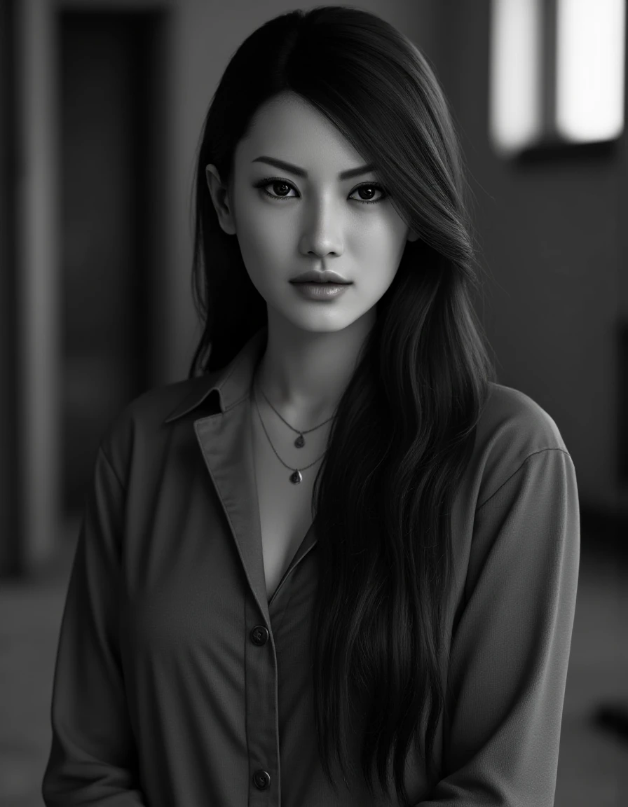 <lora:Kaoru Sayama_epoch_23:0.8> Asian woman, character art by Robert Silvers, Virtual skinny Nepalese Man of Evil, his hair is Sami, Black and white photography, documentary, street photography, portrait art by Thomas Nast, holy, luxurious sharp focus, aesthetic, very coherent, full color, beautiful elegant