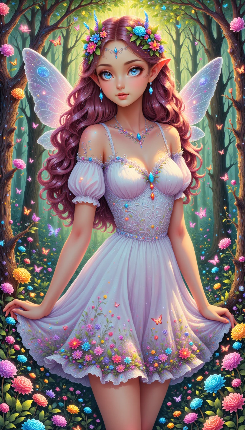 p1nkcut3c4ndy, candies,Portrait of a pretty fairy, Leaves, Flowers, Petals