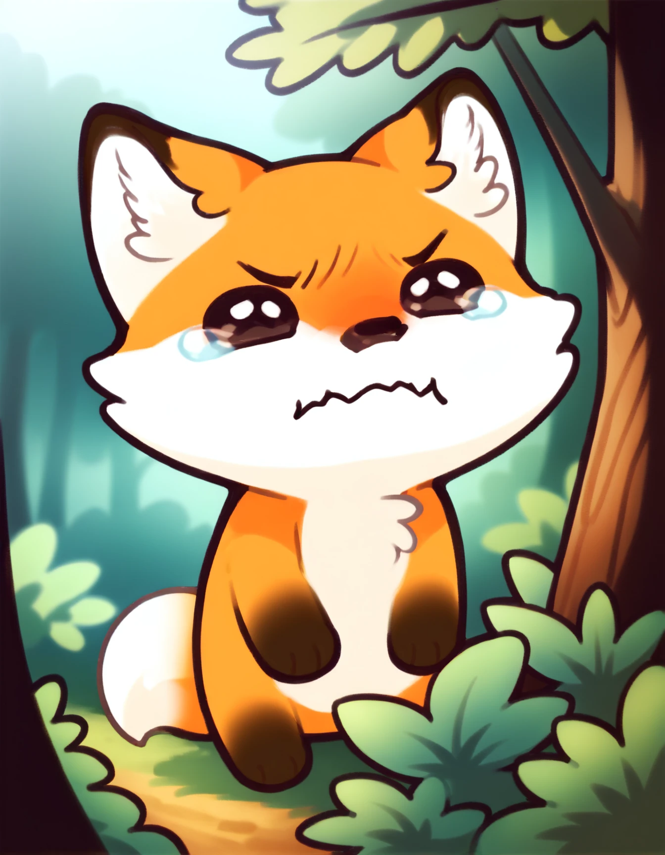 score_9, score_8_up, score_7_up, score_6_up, score_5_up, score_4_up, solo, chibi
red_fox, orange fur, two tone fur, black eyes, fox tail, aquacrying, wavy mouth, closed mouth, tearing up, portrait, forest, blur <lora:concept_aquacrying_ponyXL:1.1> 
 <lora:red_fox_XL:0.9>