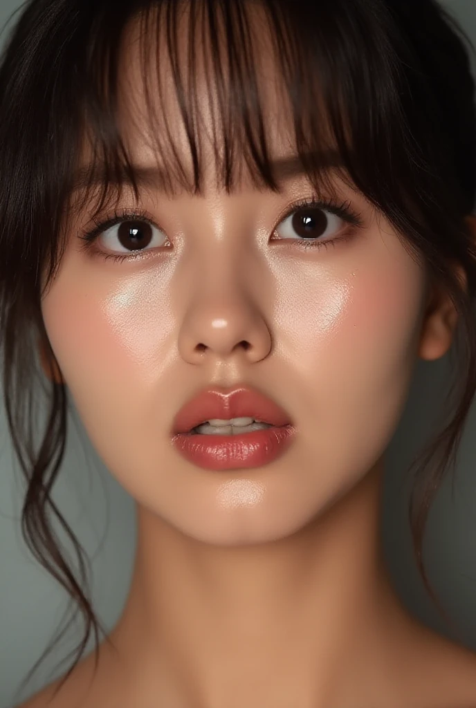 <lora:Kim_Sohyun_Flux:1> $0hyun, masterpiece, best quality, zPDXL3, detailxl, puckered lips, closed mouth, huge lips, slut, lips, tears, runny mascara, glitter, glitter makeup, puckered lips, closed mouth, glossy lips,