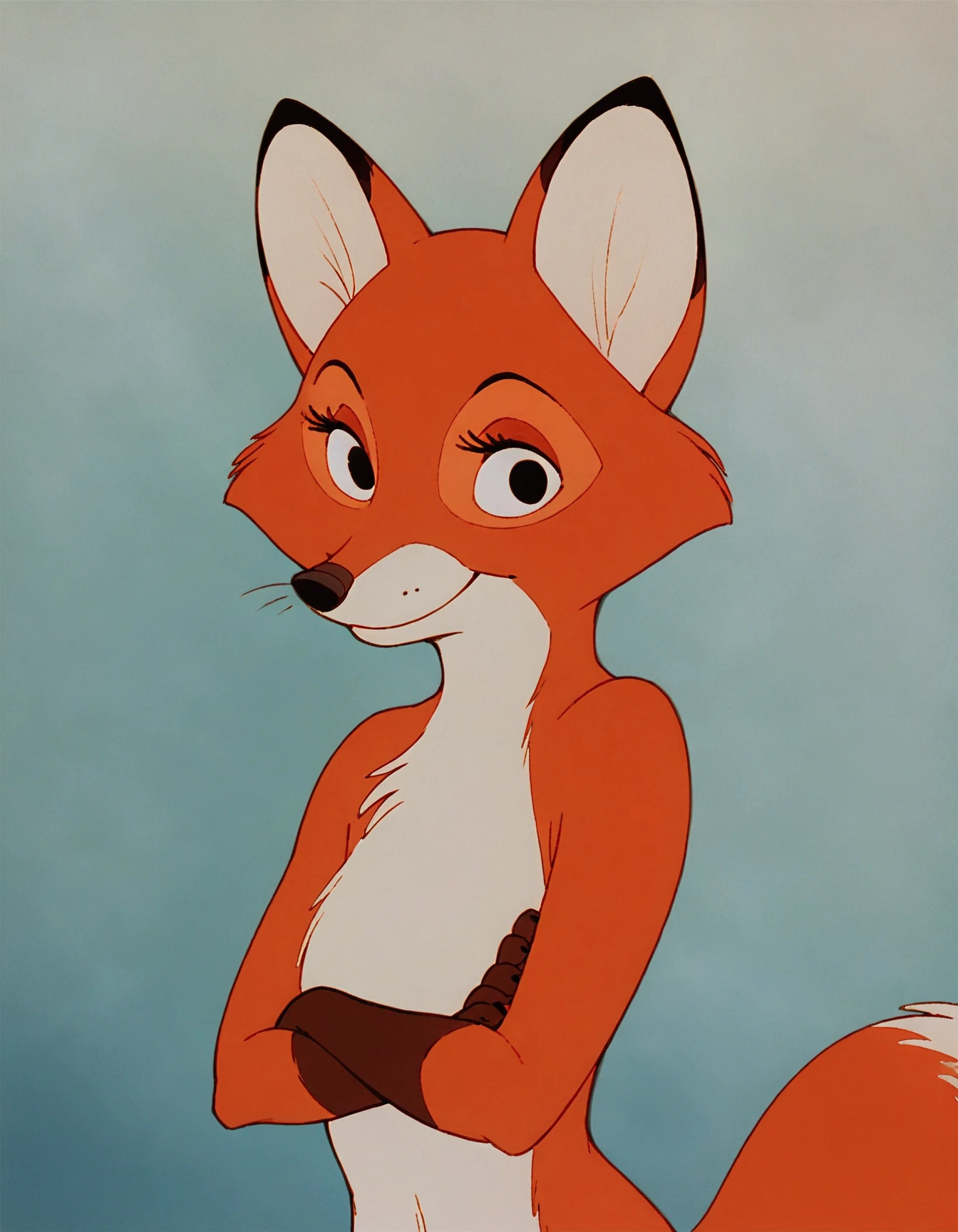 score_9, score_8_up, score_7_up, score_6_up, score_5_up, score_4_up, girl
Vixey, fox, orange fur, eyelasher, black eyes, fox tail,<lora:Vixey_XL:0.9> gradient background, smile, looking at viewer, crossed arms, facing the viewer