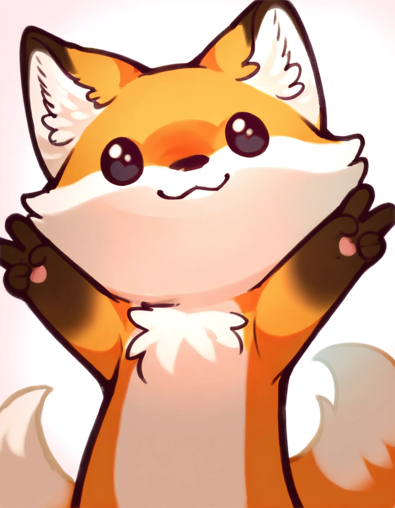 score_9, score_8_up, score_7_up, score_6_up, score_5_up, score_4_up, solo, chibi
red_fox, orange fur, two tone fur, black eyes, fox tail, double v, v, arms up, upper body, looking at viewer, white background
<lora:red_fox_XL:1>