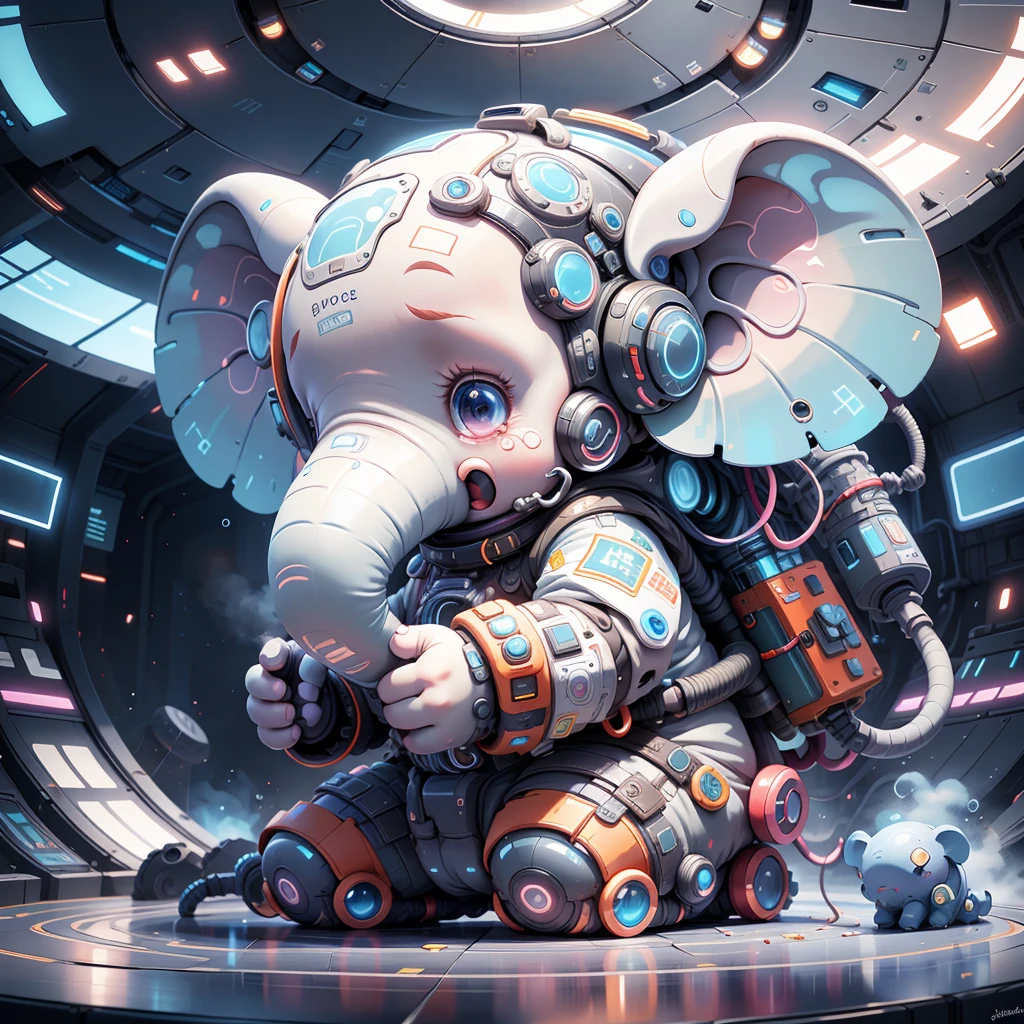 elephant,with futuristic elements,with a sci-fi feel,(at a high resolution),with detailed textures,(crying:1.4),waterpark,full body,space,space suit,<lora:last-000006:0.8>,<lora:20240428-1714269626200:0.4>,