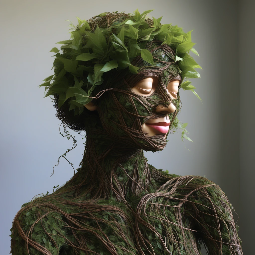 a woman made entirely with vines