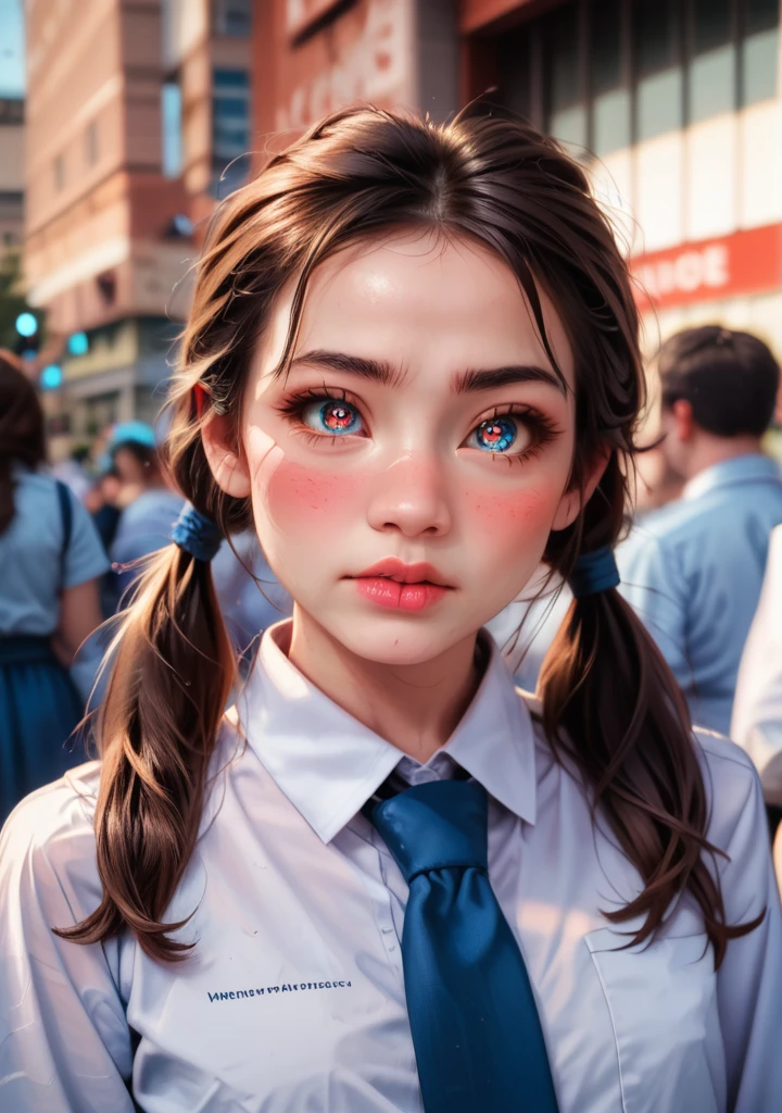 score_9, score_8_up, score_7_up, cinematic photo, masterpiece,best quality, <lora:thai_uniform:0.7>,blue necktie, collared shirt, long sleeves, blue skirt, brown hair, twintails, socks, shoes,Exquisite Face, (Highly detailed face 1.2), highly detailed skin, skin pores, subsurface scattering, realistic pupils, high detail face, (highly detail eyes:1.2), full face blush, full lips, 
detailed background, Depth of Field, volumetric light, crisp focus, Absurd, realistic proportions, good anatomy, (Realistic, hyperrealistic:1.4), HDR 16K,