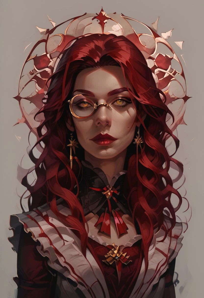 score_9, score_8_up, score_7_up, NHstyle concept art, realistic, media, BREAK, 1girl, portrait, beautiful, Zana. ZanaPoE. monocle. red hair