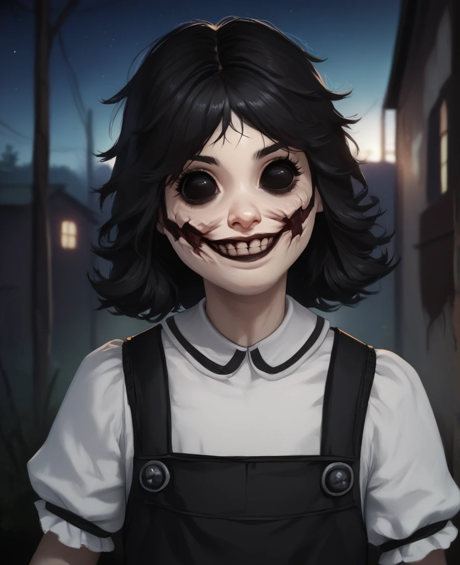 score_9,score_8_up,score_7_up,score_6_up,
agathaxl,black hair,black eyes,smile,
pinafore dress,
standing,upper body,
abandoned school,dark corners,night,
<lora:agathaxl:1>,