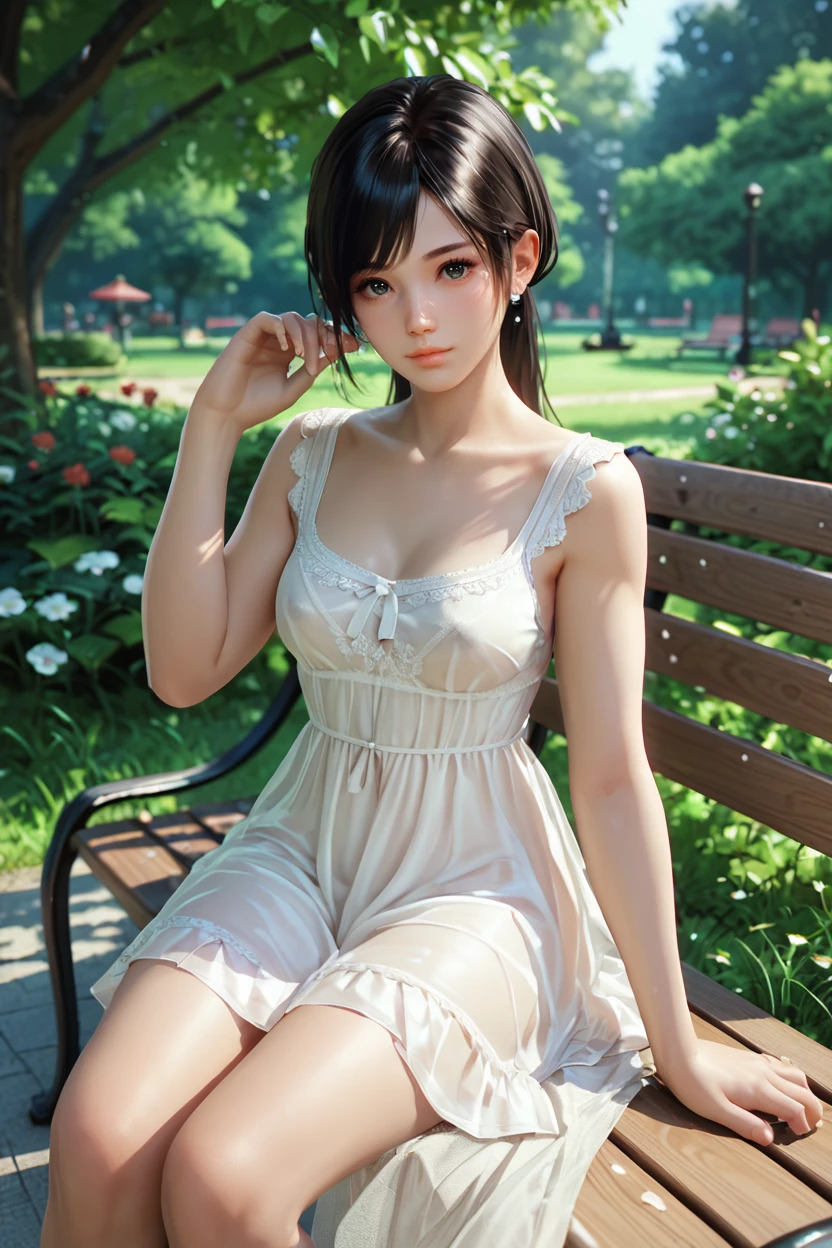 <lora:doa_kokoro:0.9> kokoro, sundress, see through, park bench, sitting, score_9, score_8_up, score_7_up, zPDXL3