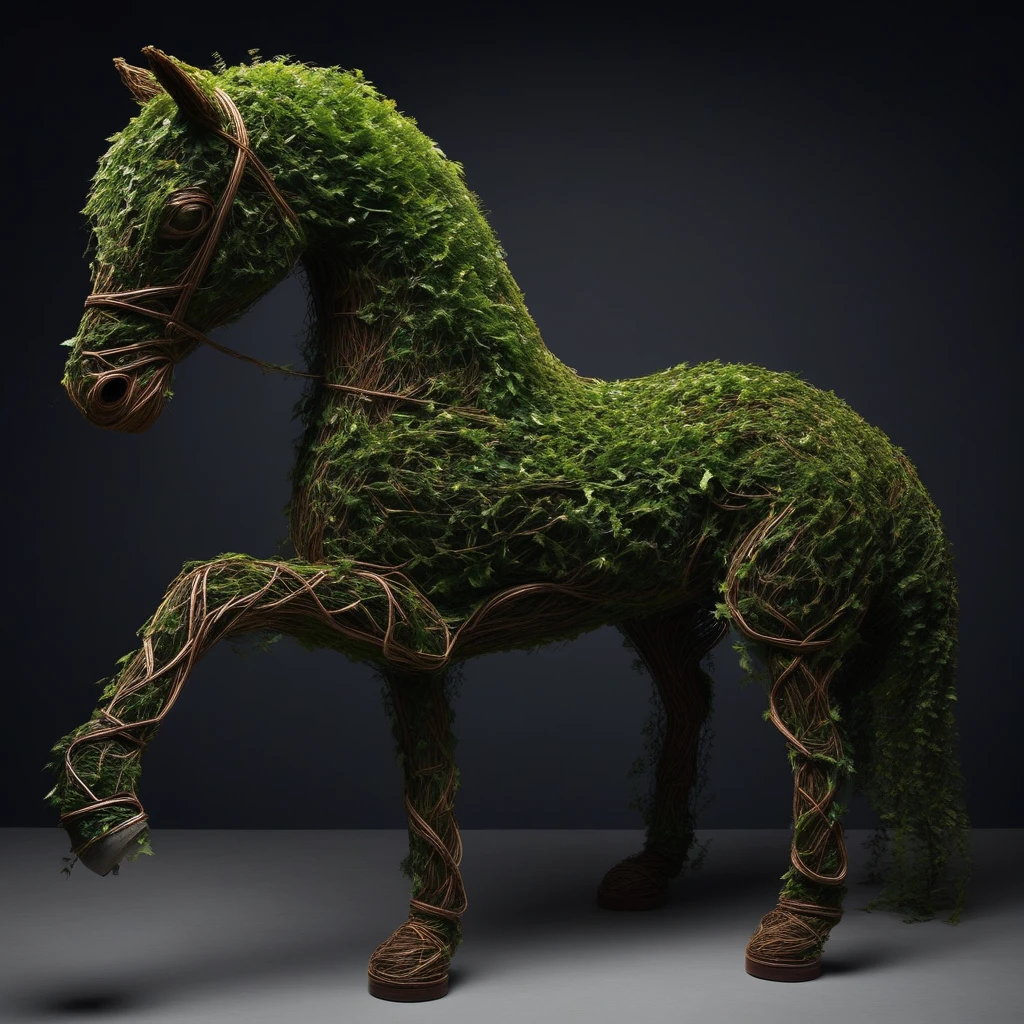 a horse made of vines