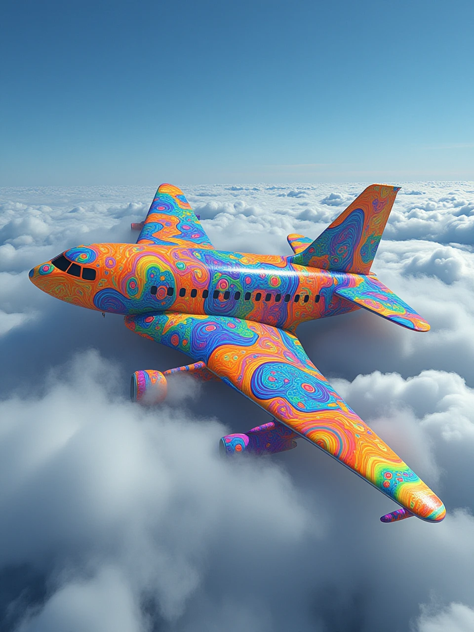 acid-g-style,an airplane covered in psychedelic rainbow colour