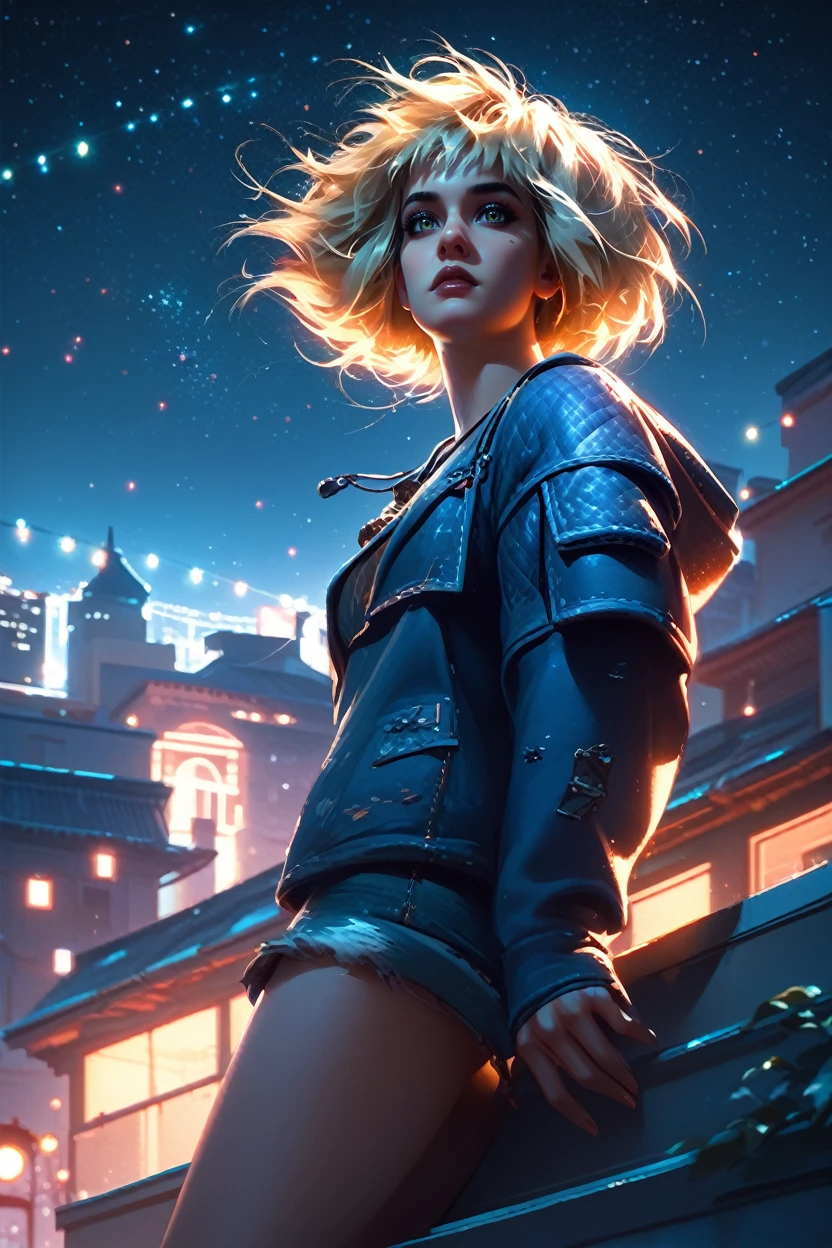 score_9, score_8_up, score_7_up, score_6_up
<lora:CyberMisty:0.8>
CyberMisty, 1girl, blonde hair, looking at viewer, standing on a rooftop at night, city lights twinkling below, wind gently blowing hair, starry sky above, mysterious and enchanting ambiance