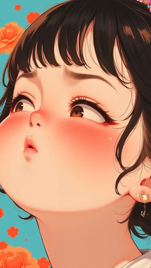 ********,close-up face,a stylized illustration of a girl with cry expressive eyes and blush,
