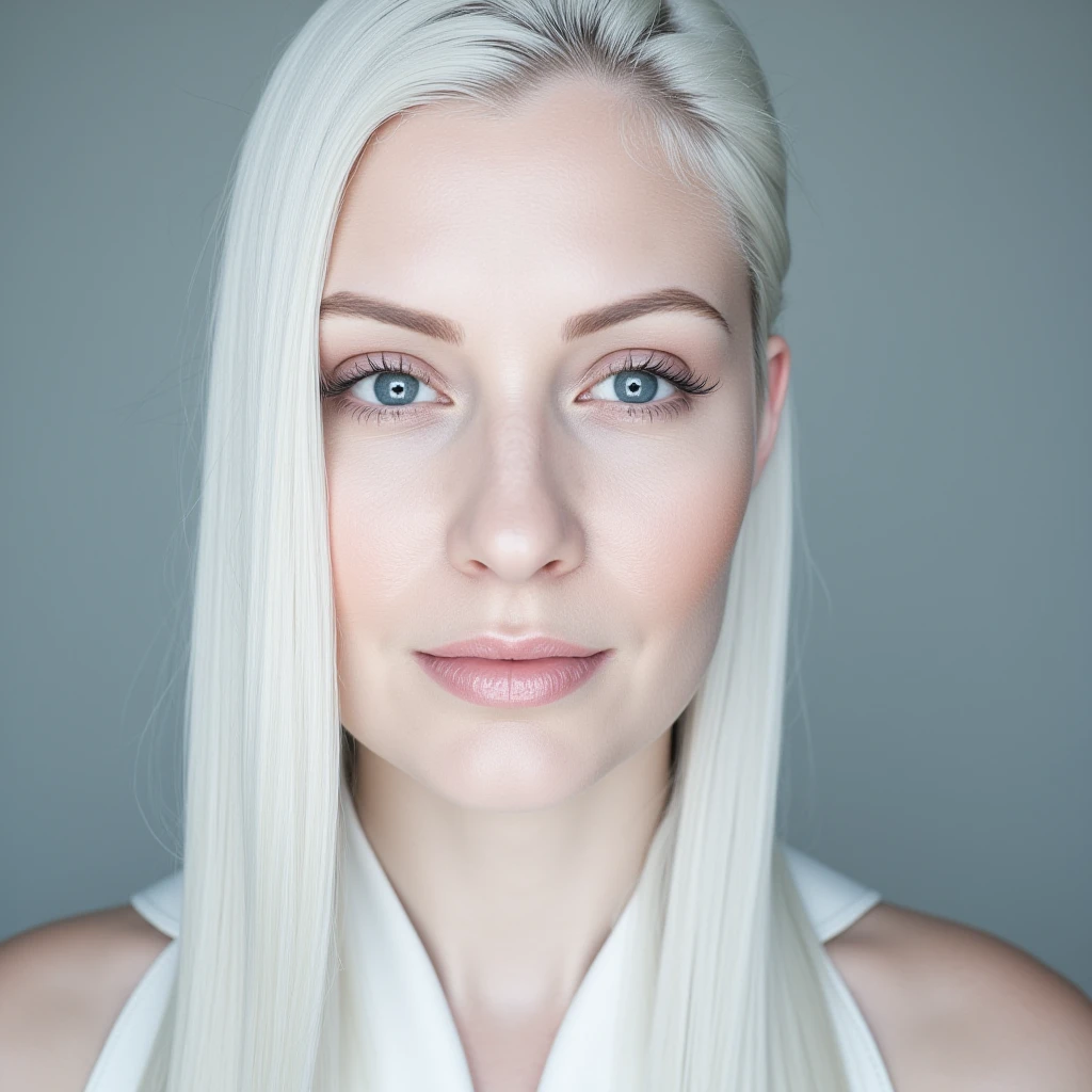 UHD, 4k, ultra detailed, cinematic, a photograph of <lora:skin tone style v2-step00001500:1> sharp detailed image,
A cinematic pale white light skin tone shot of a woman with white skin and a white dress, movie themed style, sharp, detailed, epic cinematic photorealism style, artistic creative style, dramatic cinematic light style, cinematic color style, skin tone style, pale white light skin tone style, 1girl, solo, long hair, looking at viewer, closed mouth, white hair, lips, grey eyes, eyelashes, pale skin, portrait, close-up, realistic, eye focus, simple background, expressionless, closeup
, epic, beautiful lighting, inpsiring