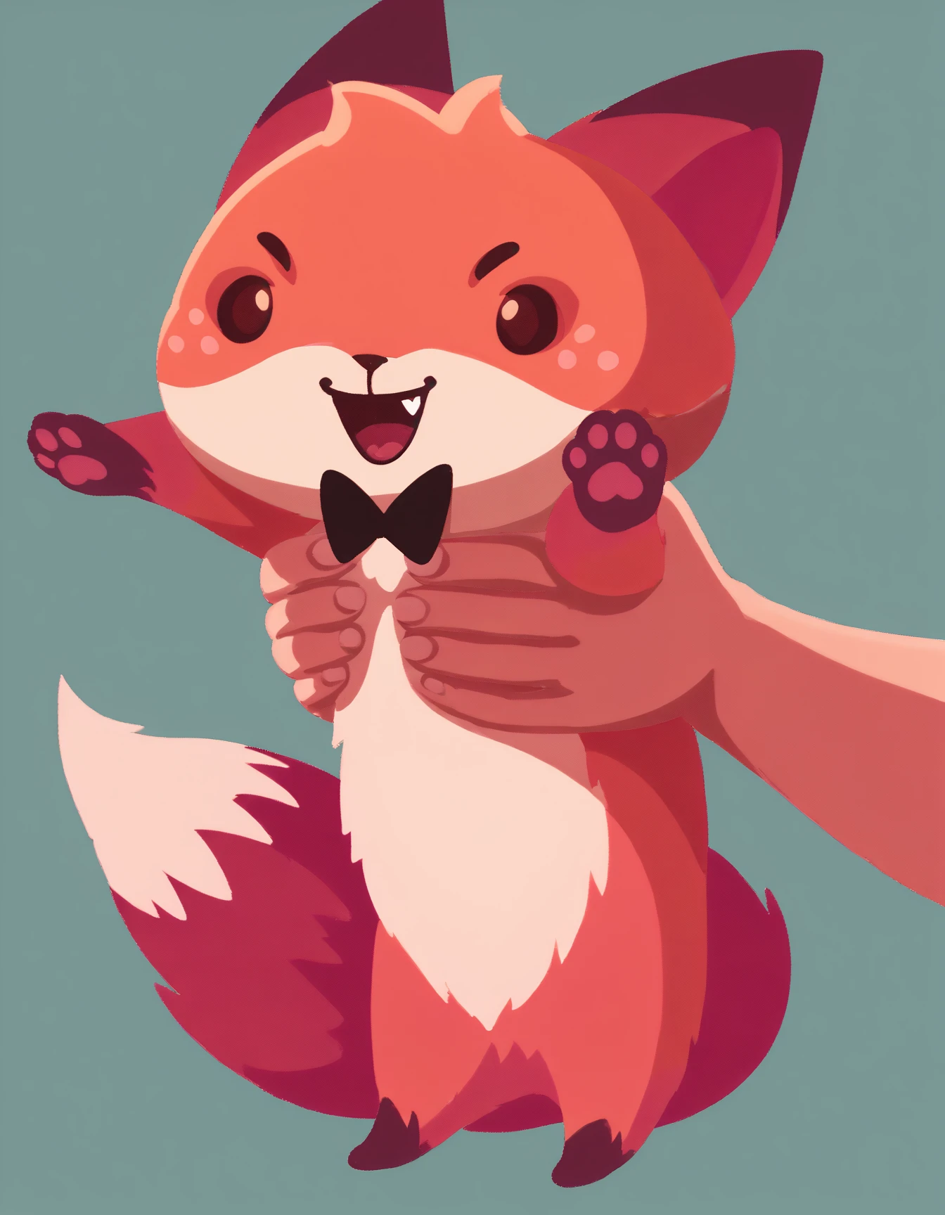 score_9, score_8_up, score_7_up, score_6_up, score_5_up, score_4_up, feral
Foxy_vkstickers, solo, red fox, two tone fur, fox tail, fang, black bow on the neck, chibi, human hands are holding a fox, 5 fingers, forest,
<lora:LongCatMeme_XLPD:1> 
 <lora:Foxy_vkstickers_XL:0.9>