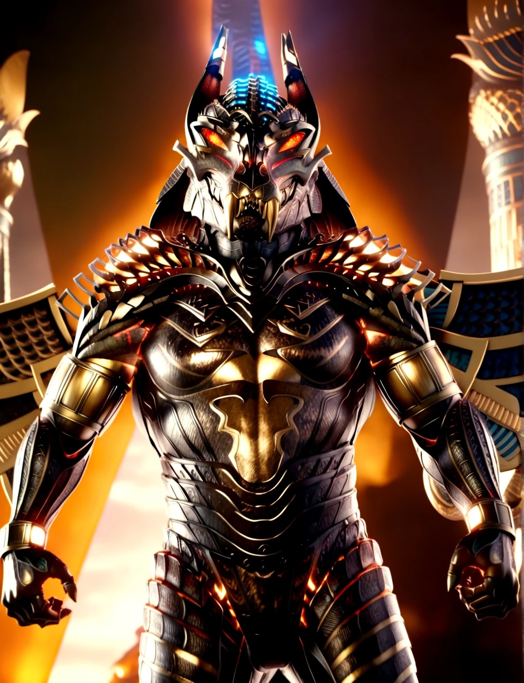 score_9, score_8_up, score_7_up,
<lora:Set_(Gods_of_Egypt)_(SDXL)_(AD):1> Set, Gods of Egypt, muscular, robot, mecha, sleek metal body, glowing red eyes, enhanced body,
8K, In'ei, perfect depth of field, chiaroscuro, volumetric lighting, clear_eyes, crisp details, cinematic lighting, cinematic masterpiece,
dynamic action pose, detailed background, photographic realism, masterclass 8K Uneal 5 CGI render, evil, villain, fight, damaged temple, golden light, perfect proportions, perfect hands,
BREAK zPDXL,