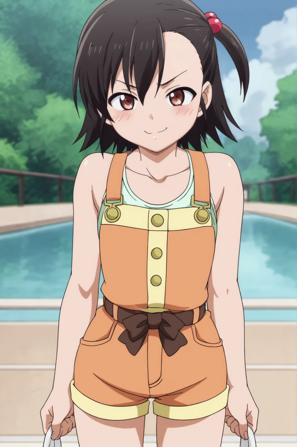 score_9, score_8_up, score_7_up,anime_source, source_anime, best background, detailed background, anime screencap,  Sahono Ashisu, swiming pool, outdoors, sub, blush, horny, naughty face, smug, cowboy shot, <lora:JN_Sahono_Ashisu:0.8>