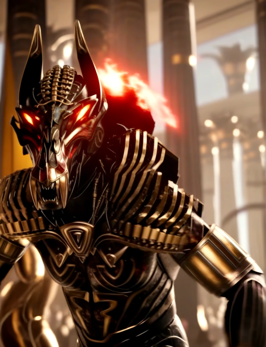 score_9, score_8_up, score_7_up,
<lora:Set_(Gods_of_Egypt)_(SDXL)_(AD):1> Set, Gods of Egypt, muscular, robot, mecha, sleek metal body, glowing red eyes, enhanced body,
8K, In'ei, perfect depth of field, chiaroscuro, volumetric lighting, clear_eyes, crisp details, cinematic lighting, cinematic masterpiece,
dynamic action pose, detailed background, photographic realism, masterclass 8K Uneal 5 CGI render, evil, villain, fight, damaged temple, golden light, perfect proportions, perfect hands,
BREAK zPDXL,
