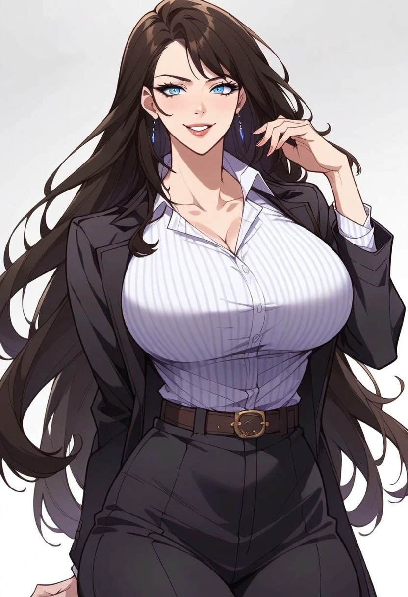 score_8_up, source_anime, (beautiful face, beautiful eyes, detailed eyes, detailed face:1.2),
1woman, (solo:1.6), woman solo, hourglass shaped body, curvy figure, clear background,
 (office suit, black office pants, belt, boots:1.1), shirt, 
dynamic standing seductive pose, seductive pose, full body,lewd face, slutty a lot,lewd face, slutty a lot, horny eyes, smug, high waisted thongs, high waisted thongs,
(huge ass, huge breasts, large ass), beautiful anime face, detailed anime face,hourglass shaped body, curvy figure,
beautiful anime face, detailed anime face,
(wide hips:1),
Lii Arin, black hair, long hair, blue eyes, large breasts, makeup, horny, lewd, slutty,