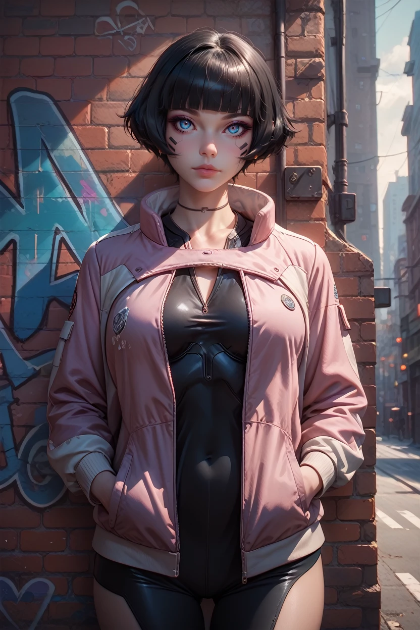 score_9, score_8_up, score_7_up, score_6_up
<lora:ERSasha:0.8>
ERSasha, 1girl, black hair, blunt bangs, blue eyes, looking at viewer, leaning against a brick wall, hands in jacket pockets, urban alleyway with graffiti art, moody lighting with shadows, edgy and modern vibe