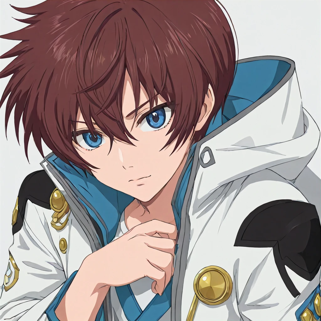 asbel, asbel lhant, 1boy, blue eyes, short dark brown-red hair, solo, white clothing,anime drawing, anime eyes, circular big eyes, 
best quality, shading, ultra-detailed, close up,
 <lora:ASBEL-XL-t2:0.6>