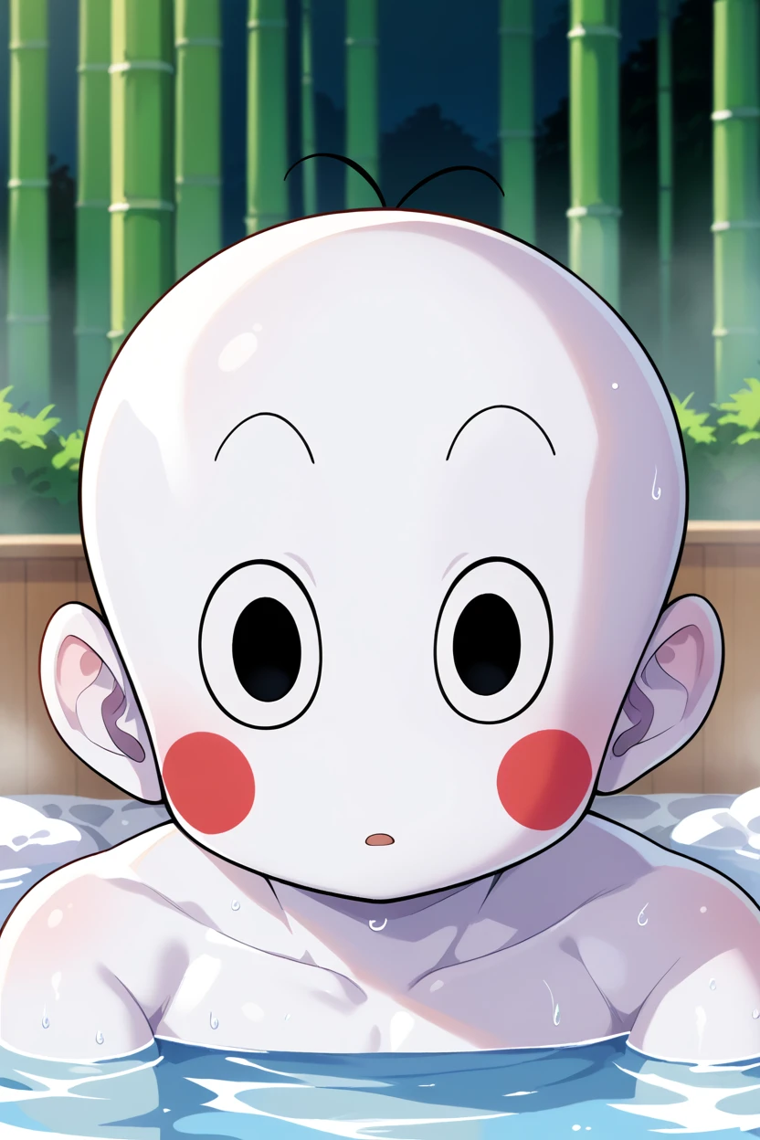 score_9, score_8_up, score_7_up, chaozu, 1boy, solo, black single hair,  black eyes, blush, bathing, submerged, (white skin),onsen, no nose, blush stickers, bamboo,:o,(close-up:1.2),parted lips, (black ahoge:0.65),portrait   <lora:ChaozuPony:1>