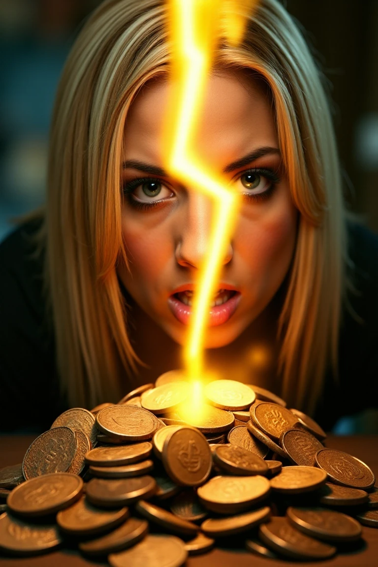 <lora:TeaganPresleyQuironFLUX-000001:1.4>   TeaganPresleyQuiron,  a photography of a woman with  blond hair and blue eyes, a large golden lightning bolt glowing above a dusty pile of old coins. The text "BUZZ is the new coin" is above and below, extremely detailed, sharp focus,,  heroic rescue mission: The hero embarks on a daring rescue mission to save a loved one or a group of hostages, often involving suspenseful and action-packed sequences ,