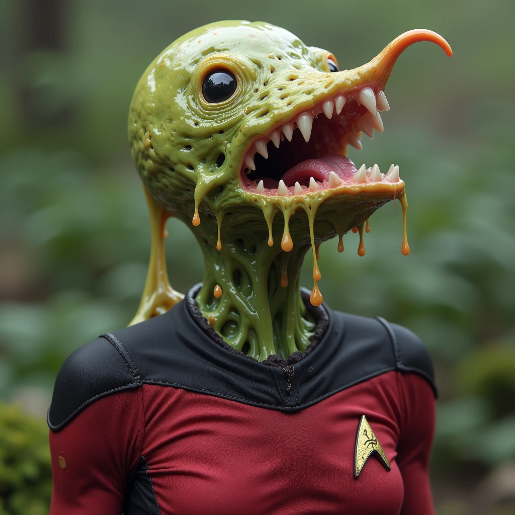 the Starfleet officer is a carnivorous plant.