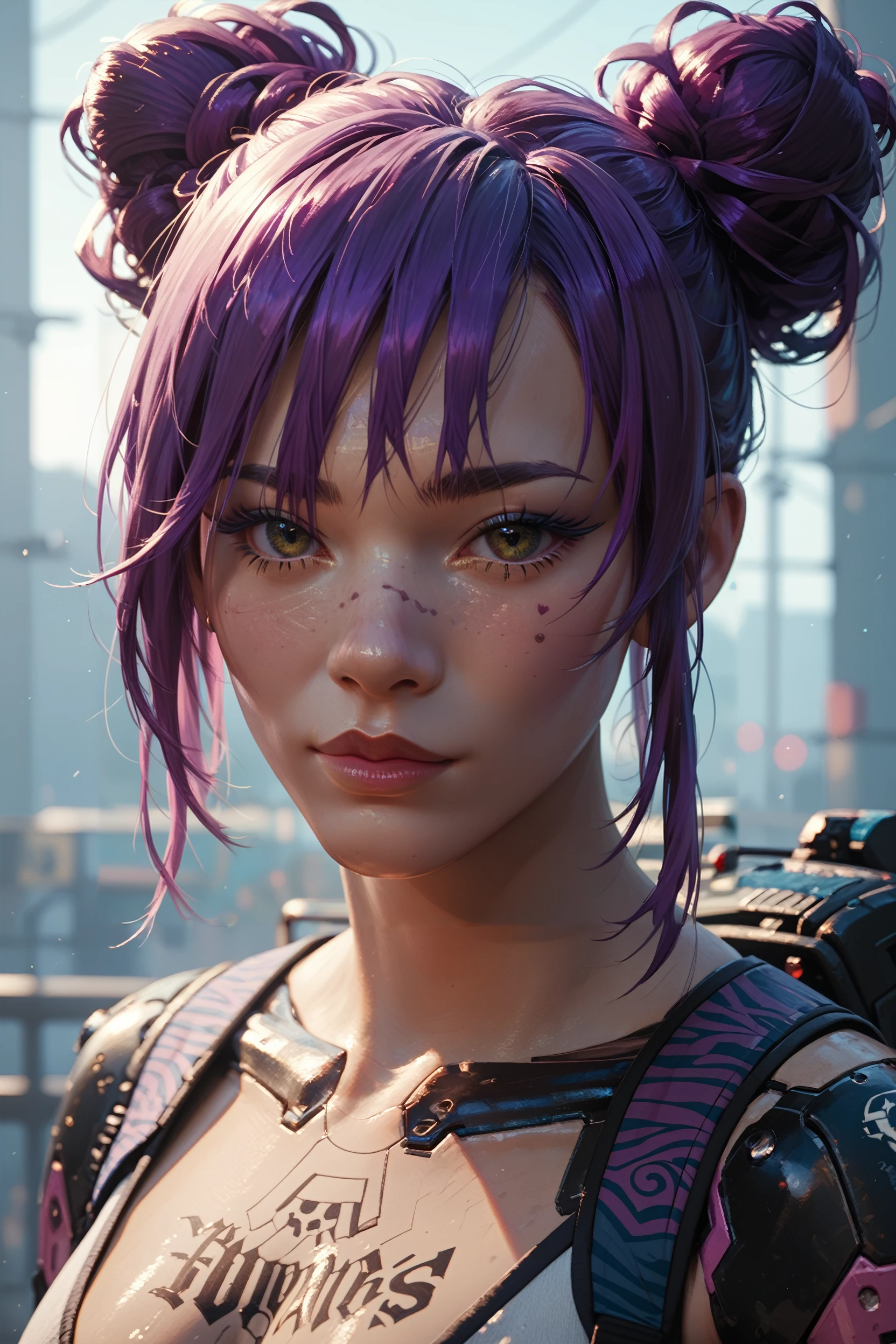 score_9, score_8_up, score_7_up, score_6_up
<lora:CyberRitaMoxBouncer:0.8>
CyberRitaMoxBouncer, 1girl, purple hair, hair buns, tattoo, looking at viewer, portrait