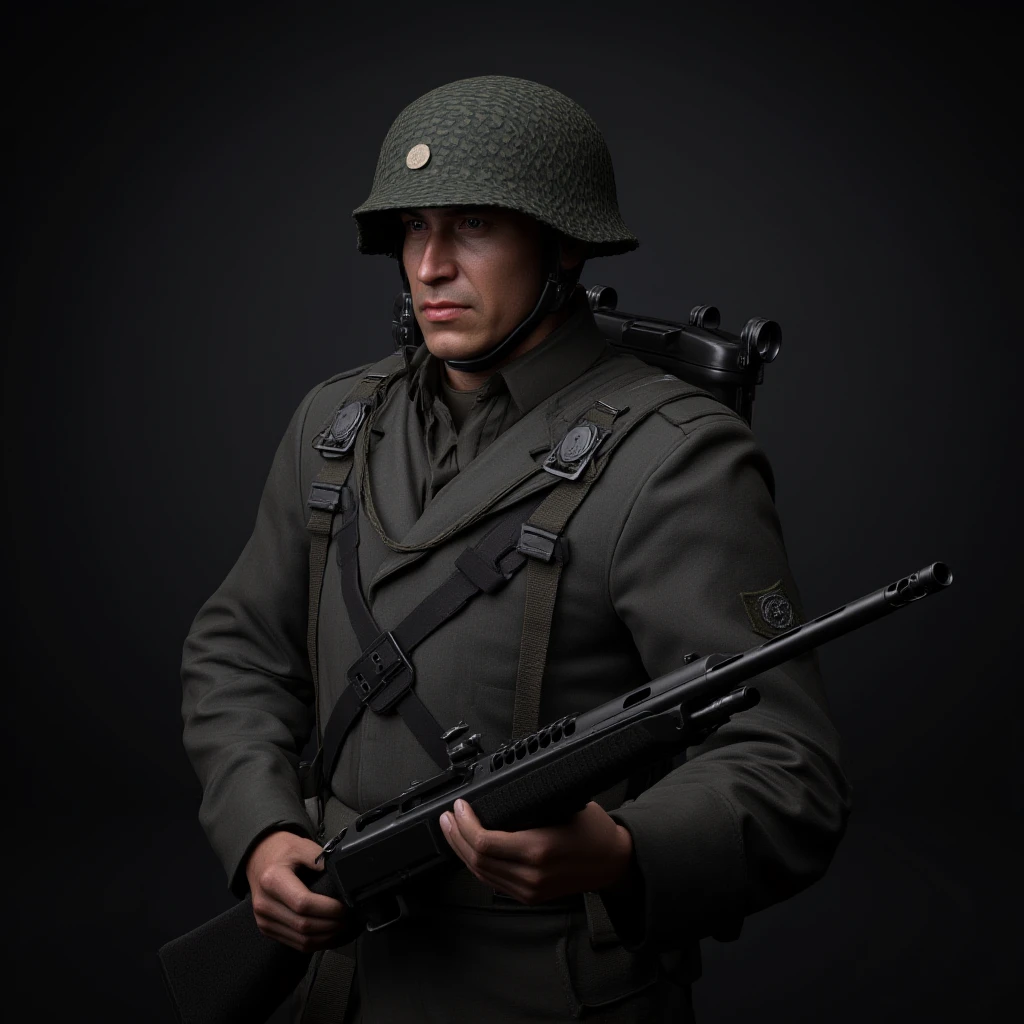 UHD, 4k, ultra detailed, cinematic, a photograph of <lora:ww2 style v1:1>
a ww2 german soldier in camouflage holding an assault german gun in his hands cinematic ww2 style, epic, beautiful lighting, inpsiring