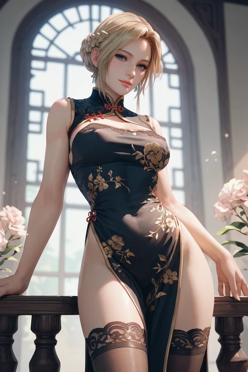 <lora:doa_helena:0.8> helena, black qipao, lace, thighhighs, score_9, score_8_up, score_7_up, zPDXL3