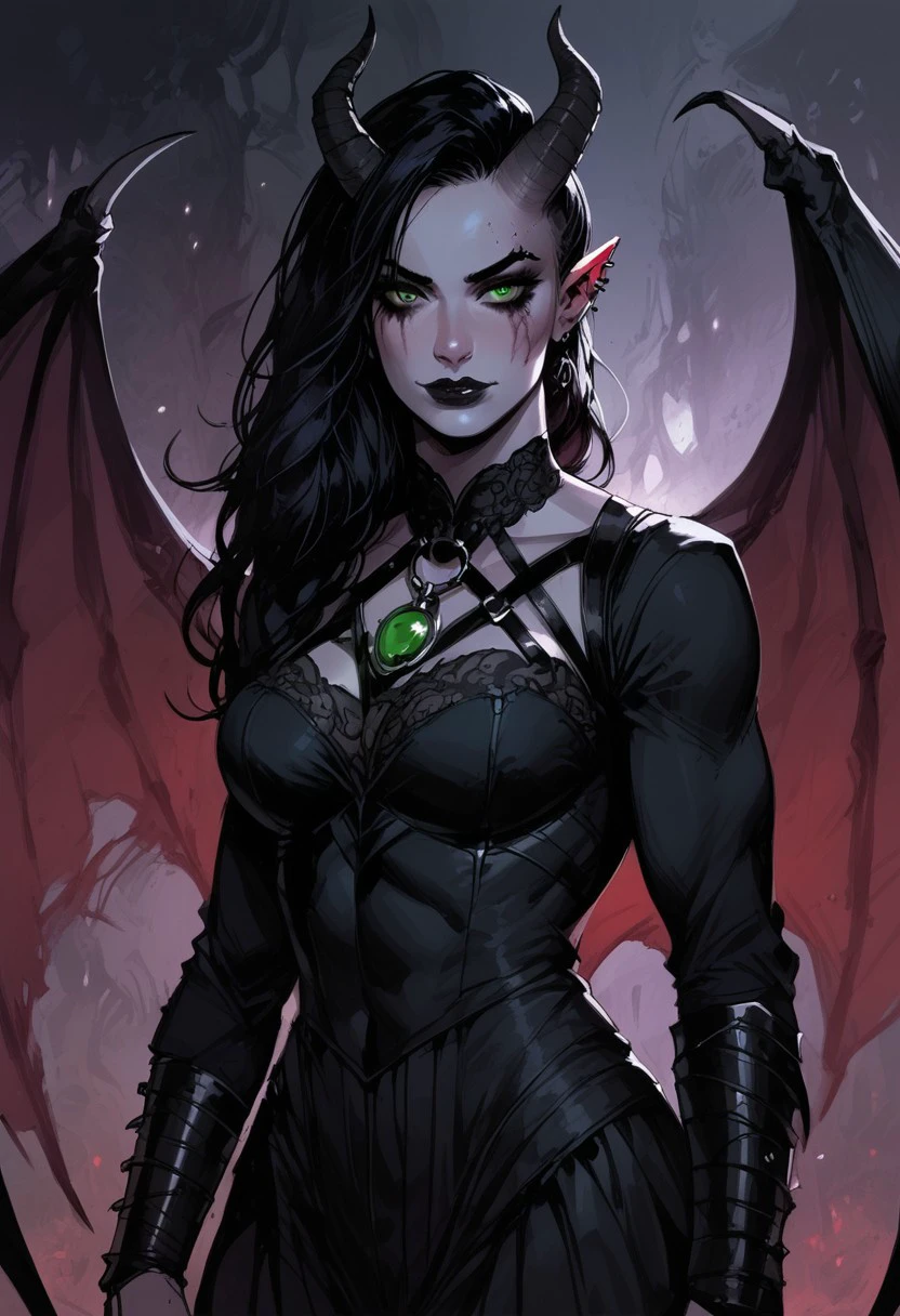 score_9, score_8_up, score_7_up, BREAK, 1woman portrait, beautiful, dramatic lights ((Succubus, Demon Girl, Succub, horns, seductive, seductive look, goth, goth girl, goth makeup, muscular, athletic, muscular woman, athletic woman, green eyes, wings, bat wings,))
<lora:Fant5yP0ny:0.6> <lora:fantasy_world_pony:0.9>
<lora:Cherry-Gig:0.55>