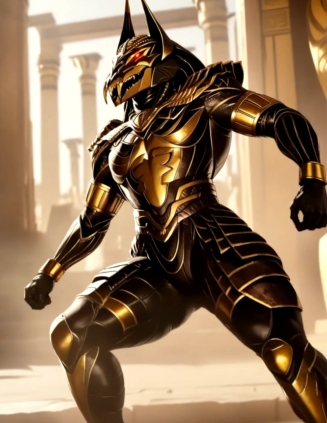 score_9, score_8_up, score_7_up,
<lora:Set_(Gods_of_Egypt)_(SDXL)_(AD):1> Set, Gods of Egypt, muscular, robot, mecha, sleek metal body, glowing red eyes, enhanced body,
8K, In'ei, perfect depth of field, chiaroscuro, volumetric lighting, clear_eyes, crisp details, cinematic lighting, cinematic masterpiece,
dynamic action pose, detailed background, photographic realism, masterclass 8K Uneal 5 CGI render, evil, villain, fight, damaged temple, golden light, perfect proportions, perfect hands,
BREAK zPDXL,