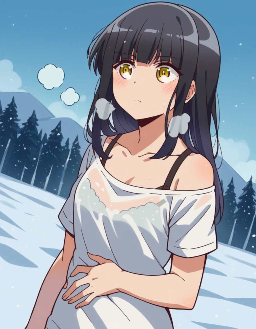 TAKEBAYASHIGTNH
BLACK HAIR, SWEPT BANGS, HAIRCLIP, STRAIGHT HAIR, LONG HAIR, GREEN EYES, , empty eyes , large breasts, nipple, Running, , Heavy snowfall area frozen wet crying mountain Alone, Smile , crying, Naked