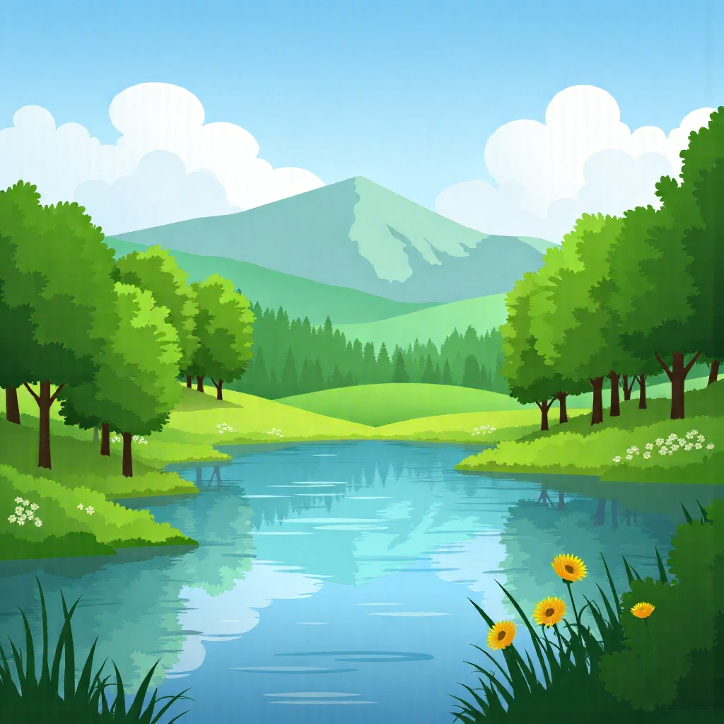 drawartbackground a forest and a lake