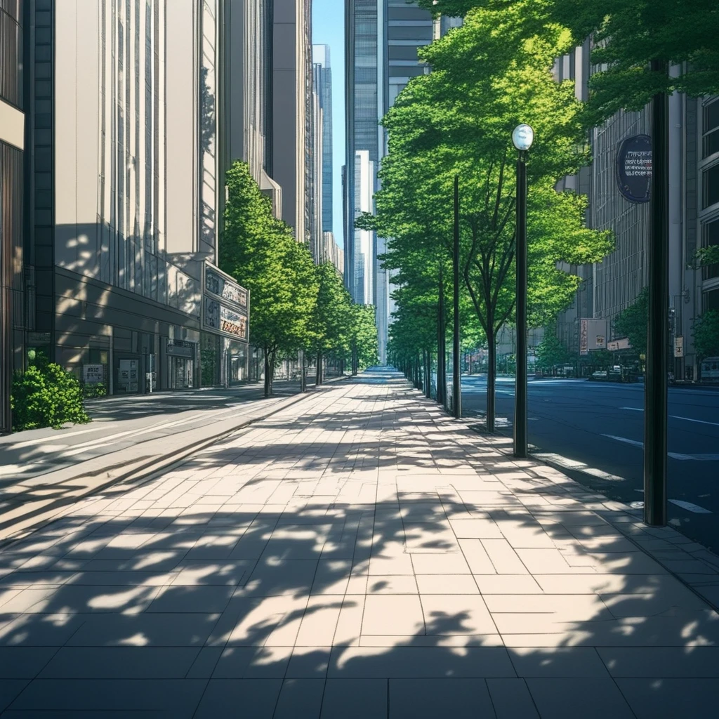 towstrmb, city, street, outdoors, tree, building, road, sign, 1girl, solo, beautiful