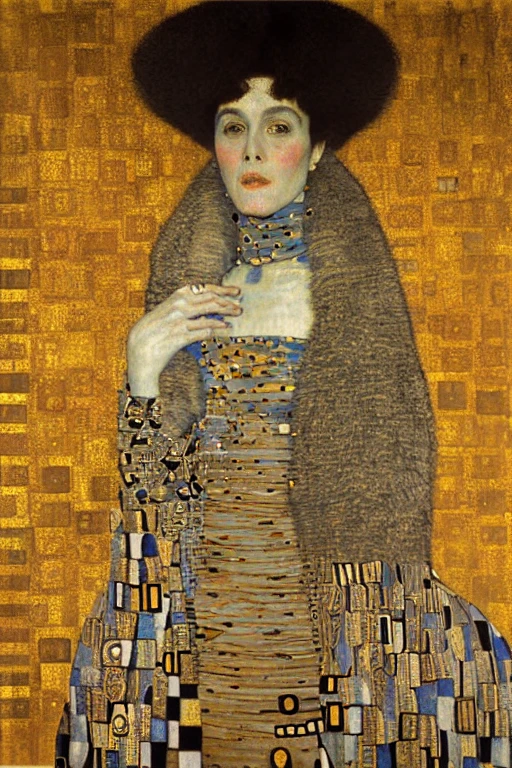 <lora:Klimt-10:1>, Klimt, A close portrait of a wise woman