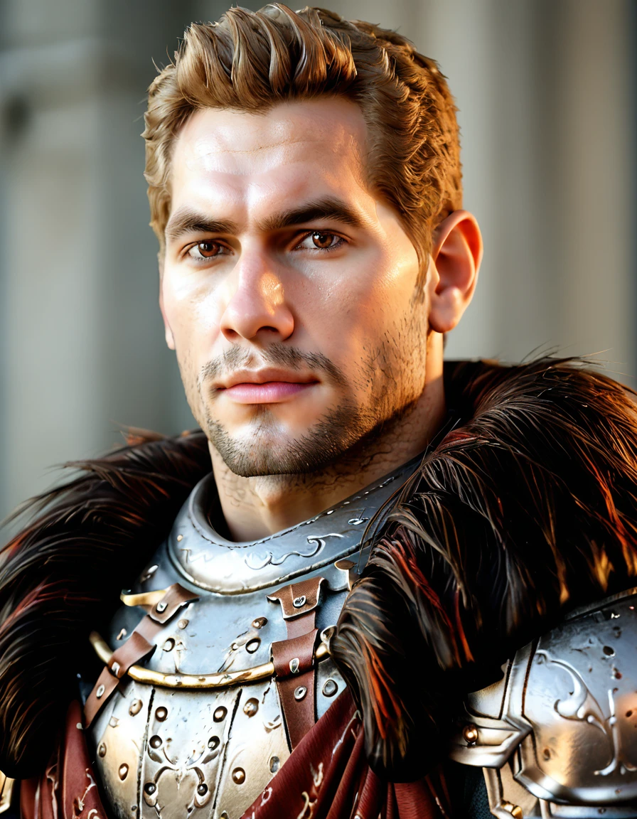 score_9, score_8_up, score_7_up, high detail, realistic, fantasy background
BREAK , <lora:DAI - Cullen - Pony 2_epoch_7:1>, (cullen_rutherford, brown eyes, male, bara, armor, gloves, black pants, boots), (close-up:1.3), face, looking at viewer