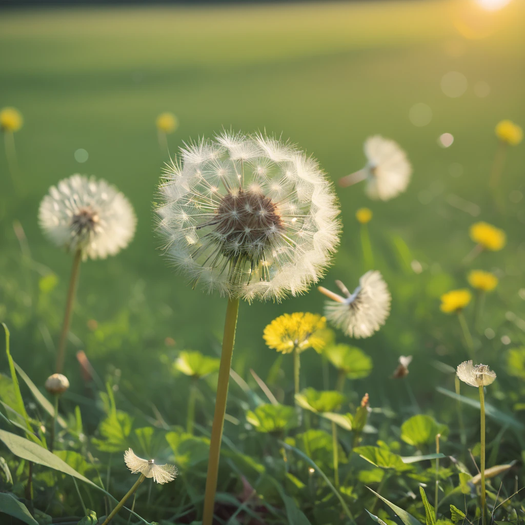 <lora:Pony dandelion-000001:1>,dandelion,
score_9,score_8_up,score_7_up,
This is a photographic print, a close-up photo of a dandelion in a meadow, with the setting sun illuminating the edges of the dandelion.