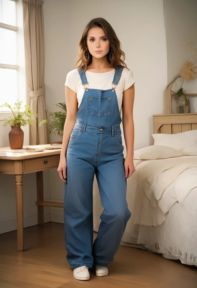 score_9, score_8_up, score_8_up, (photorealistic, real photo), (1woman), sexy, flirty, cute face, highly detailed face, god rays, sharp outlining, high contrast, photorealistic, real photo, realistic, dramatic light, 1girl, overalls, full body, dressing room