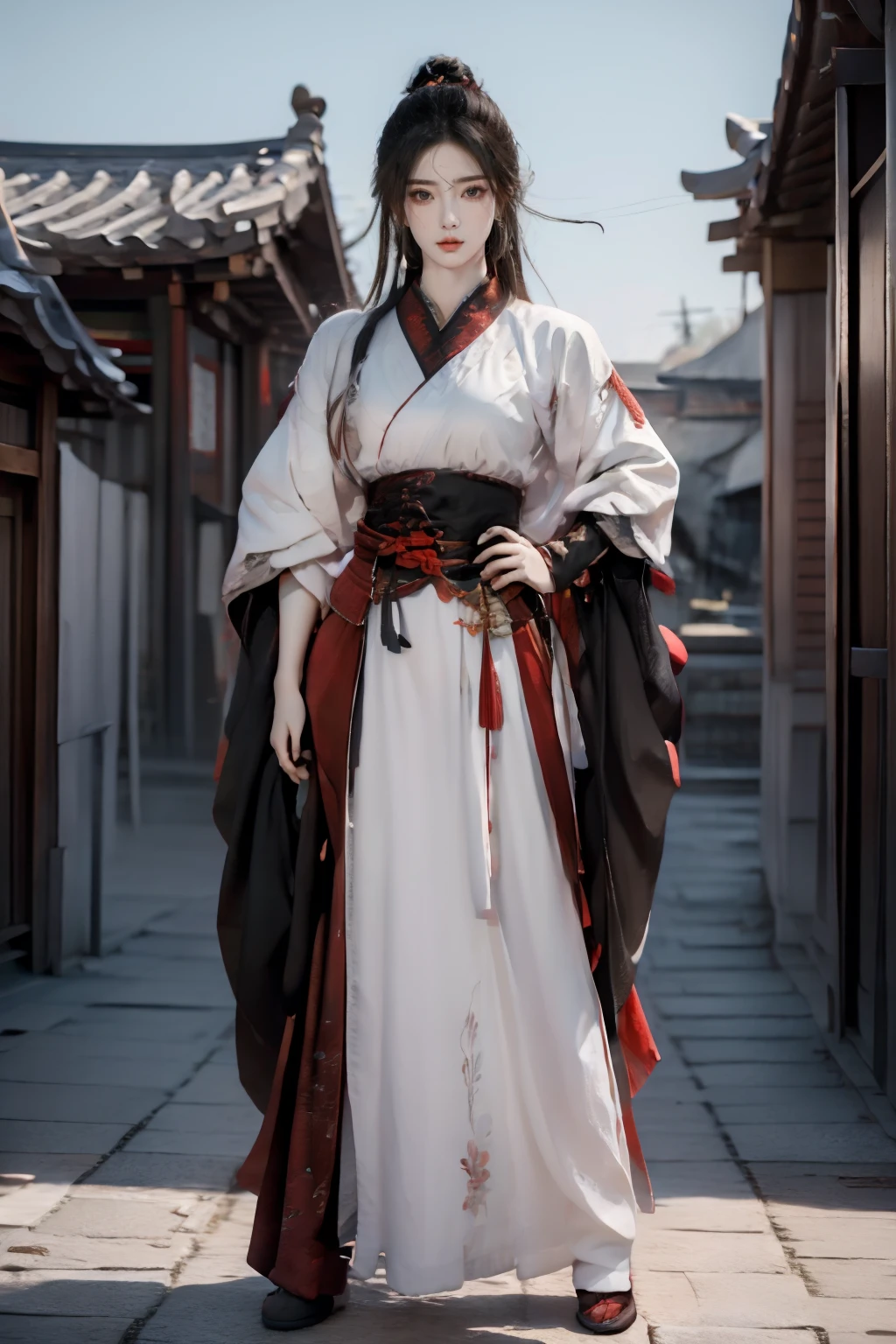 1 Greer，Wearing a Tang Dynasty samurai uniform，beauitful face，viper，and，ink and watercolor painting，katana swords，tmasterpiece，Best quality at best，Ultra-realistic 8K，full bodyesbian