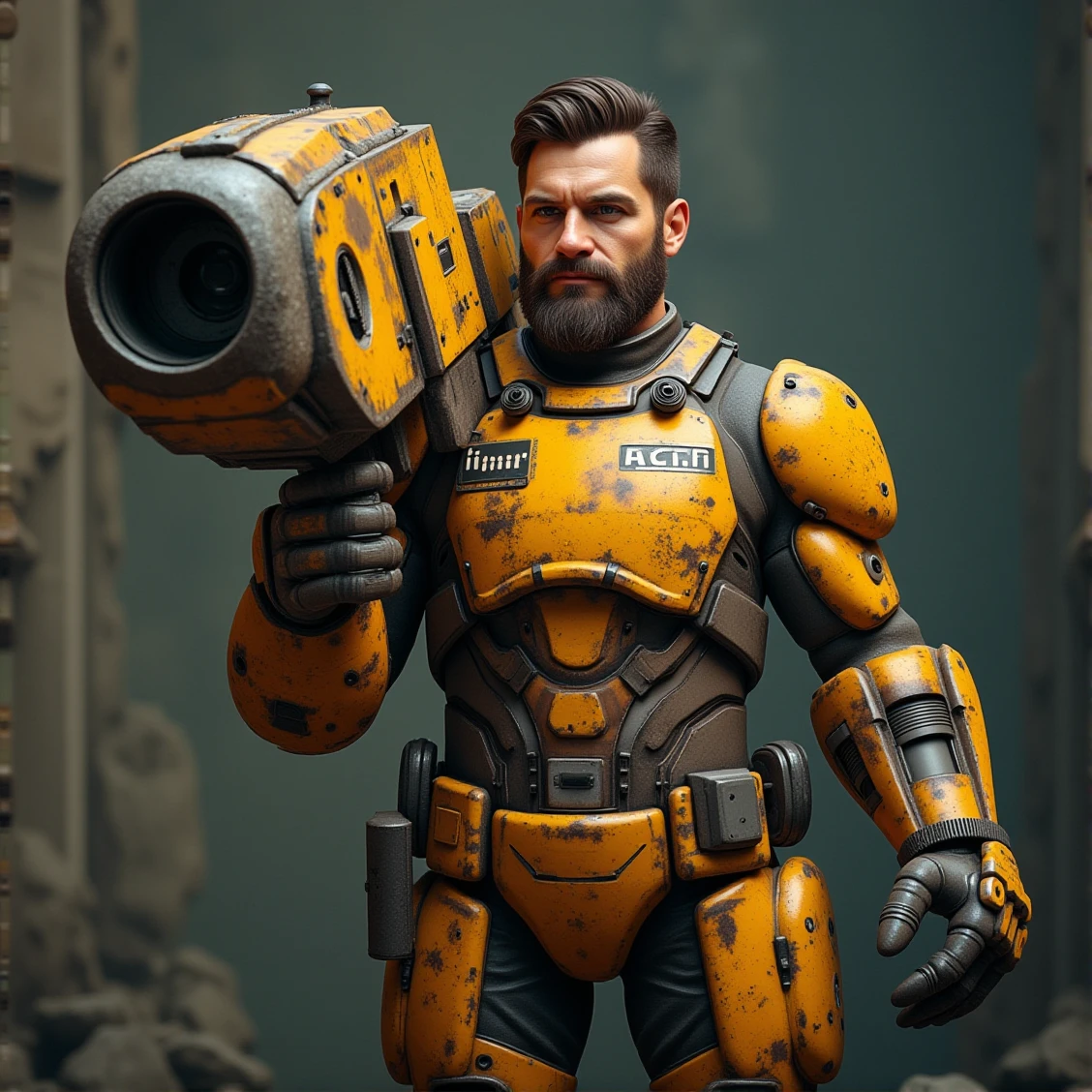 construction-style,a handsome man holding weapon