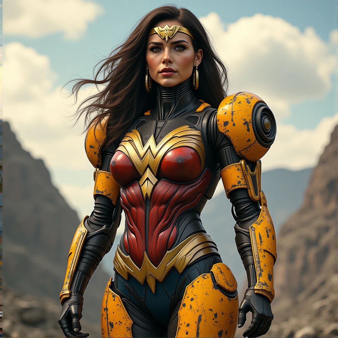 construction-style,the wonder woman of DC,robot-like armor