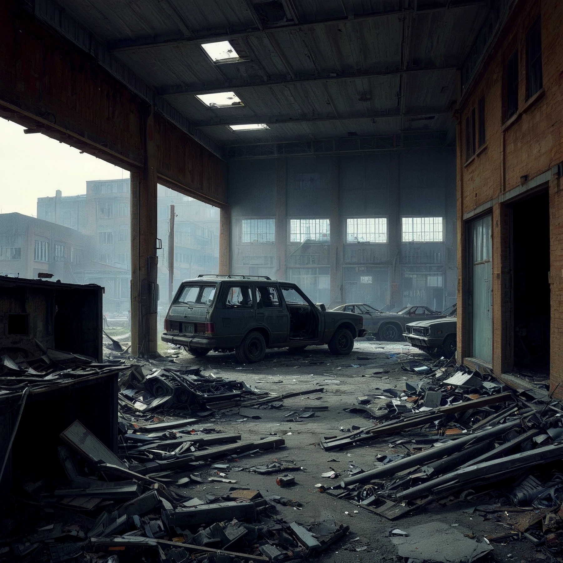 An abandoned auto shop.

<lora:UrbanDecay01_CE_SDXL_64x32x120x2bOT:1> urbndcyCE style